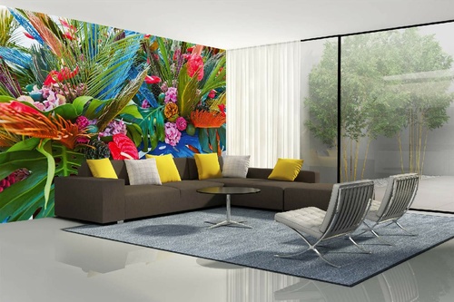 Vlies Fototapete - Tropischer Blumenstrauß 375 x 250 cm